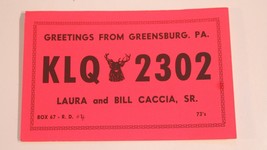 Vintage Ham Radio Card KLQ 2302 Greensburg Pennsylvania - £3.95 GBP