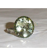 GREEN AMETHYST OVAL &amp; GREEN DIAMOND AND WHITE DIAMOND RING, 925, SIZE 7,... - $125.00