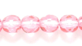 6mm Czech Fire Polish, Transparent Pink Coated,  50 pc glass beads - $3.00