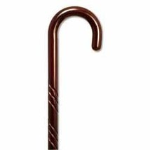 Walking Cane - Walnut Stain Spiral Design Wood Cane with Tourist Handle - £24.99 GBP