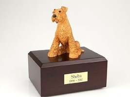 King Products Pet Cremation Urn - Airedale Terrier, Sitting Figurine On Traditio - £141.27 GBP