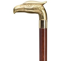 Unisex Eagle Head Cane Walnut Maple, Solid Brass Handle And Brass Inlay - $49.00