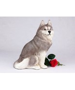 Husky Gray and White Cremation Pet Urn for Secure Installation of Your B... - $109.95