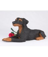 Doberman Pincher Ears Down Black Cremation Pet Urn for Secure Installati... - $150.37 CAD