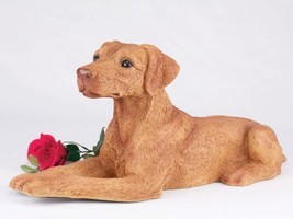 An item in the Collectibles category: Doberman Pincher Ears Down Red Cremation Pet Urn for Secure Installation of Your