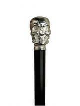 Walking Cane Skull, This Walking Stick Cane has a Metal Handle with Chro... - $67.00
