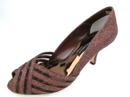 Caparros Nitza Womens Brown Glitter Open Toe Pumps Heels Shoes 5.5 M - £13.18 GBP