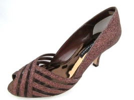 Caparros Nitza Womens Brown Glitter Open Toe Pumps Heels Shoes 5.5 M - $307.28 MXN
