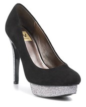 Dolce Vita DV Bessie Womens Black Suede Leather Glitter Platforms Heels Shoes 10 - £18.53 GBP