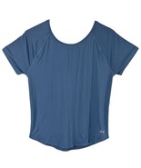 Womens Open Back Athletic Shirt Small UNDER ARMOUR Workout Blue Gra Shor... - $35.61 CAD
