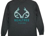 Realtree Fishing Mens Dark Gray Heather Long Sleeve Crew Graphic Tee T-S... - $15.83