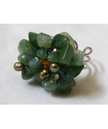 SIlver tone metal green jade stone nugget cluster Fashion Ring  sz 7 adj... - £16.42 GBP