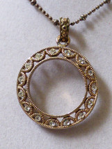Cookie Lee Fashion Gold tone metal Filagree crystal  Circle design necklace - $14.85