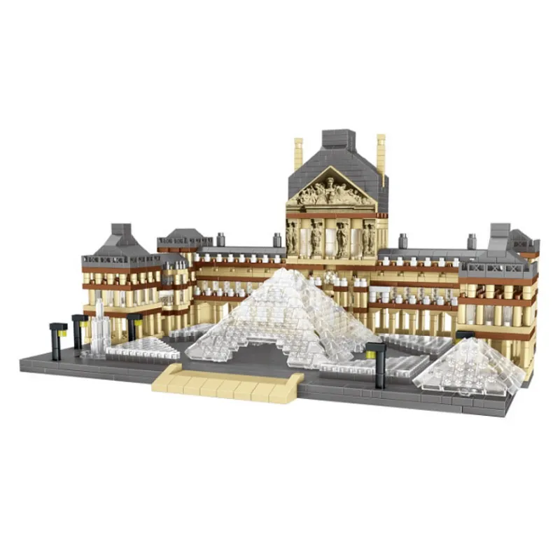 Lezi 8040 World Architecture Mini Building Blocks Paris Louvre Museum 3D Model - £32.38 GBP