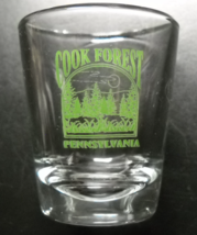 Cook Forest Pennsylvania Shot Glass Clear Glass with Bucolic Green Forest Scene - £5.49 GBP