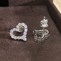 Valentine 1Ct Moissanite Set Push Back Heart Style Stud Earrings in 925 Silver - £64.53 GBP
