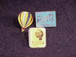 Lot of 3 Great Balloon Escape and Winefest Pins from Albany, OR 1992 1993, 1994 - $7.95