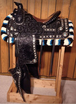 Western show saddle 16&quot; on Eco- leather colon dark- Brown with drum dye all size - £1,115.94 GBP