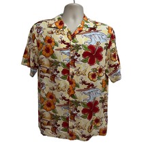 Disney Mickey Mouse Friends Tiki Floral Hawaiian Aloha Button Front Shirt Small - £79.12 GBP
