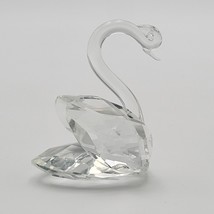 Vintage Crystal Swan Figurine 2.25 Inches Elegant Glass Statue Shelf Art - £13.87 GBP