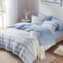Codi Bedding comforter set Queen Size, 7 Pieces Blue White Striped Bed i... - $91.99
