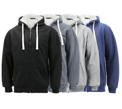 Men's Heavyweight Thermal Zip Up Hoodie Warm Sherpa Lined Sweater Jacket - $47.24