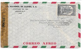 WWII Censored Airmail Mexico Commercial Cover to US Censor Tape Examiner 36028 - £5.32 GBP