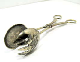 Antique Leonard Floral Decorative Salad Tongs Made in Italy Silver Plated - £11.70 GBP