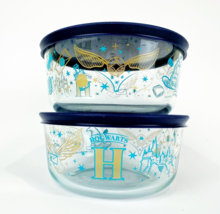 Pyrex Glass Harry Potter Wizarding World 4 Cup Food Container Set of 2 B... - $29.69