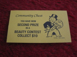 2004 Monopoly Board Game Piece: Beauty Contest Community Chest Card - $1.00
