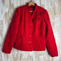 Spense Blazer Suit Coat Pleated RUFFLE Floral ROSETTE RED Felt Jacket Si... - $373.29 MXN