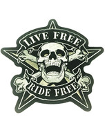 Large Live Free Ride Free 9 Inch Skull and Crossbones Design Biker Patch... - $37.05