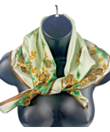 Vintage 1970s Scarf Ivory Green Brown Gold Floral Disco Romantic Boho Re... - $563.17 MXN