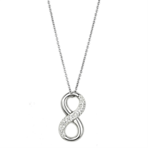 3W407 - Rhodium Brass Necklace with Top Grade Crystal  in Clear - $616.09 MXN