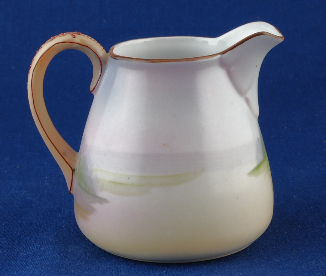 Nippon Creamer w Tree Landscape Green Wreath w M Mark Hand Painted Mint Item image 3