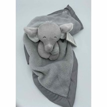 NWT Carters Grey Gray Elephant Security Blanket Soft Velour Satin Lovey Toy NEW - £12.52 GBP