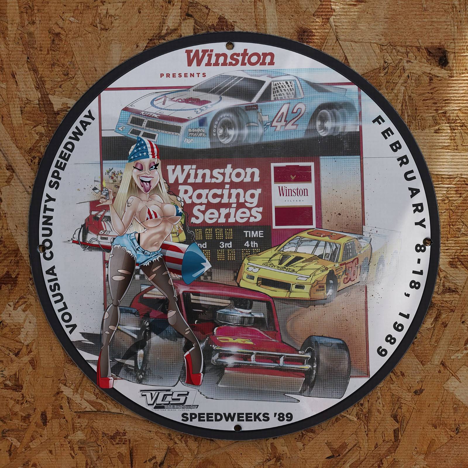 Primary image for 1989 Vintage Style Volusia County Speedway Winston Racing Series Fantasy Sign
