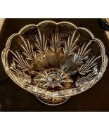 Footed Punch Serving Bowl Fan Pattern Scalloped Crystal 9 5/8&quot; diameter ... - £30.82 GBP