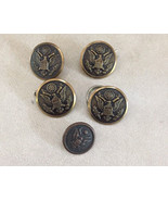 Lot 5 Vintage US Army Military Eagle Antique Brass Metal Shank Buttons 1... - £15.92 GBP