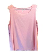 Elle Women&#39;s Tank Top Pink Scoop Neck Stretch Scalloped Edge XL New - €11,05 EUR