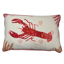 La Coquille Beach Club Accent Throw Pillow Red Lobster Sea  Feather Filled - $41.53