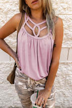 Pink Hollow-out Tank Top - £13.62 GBP