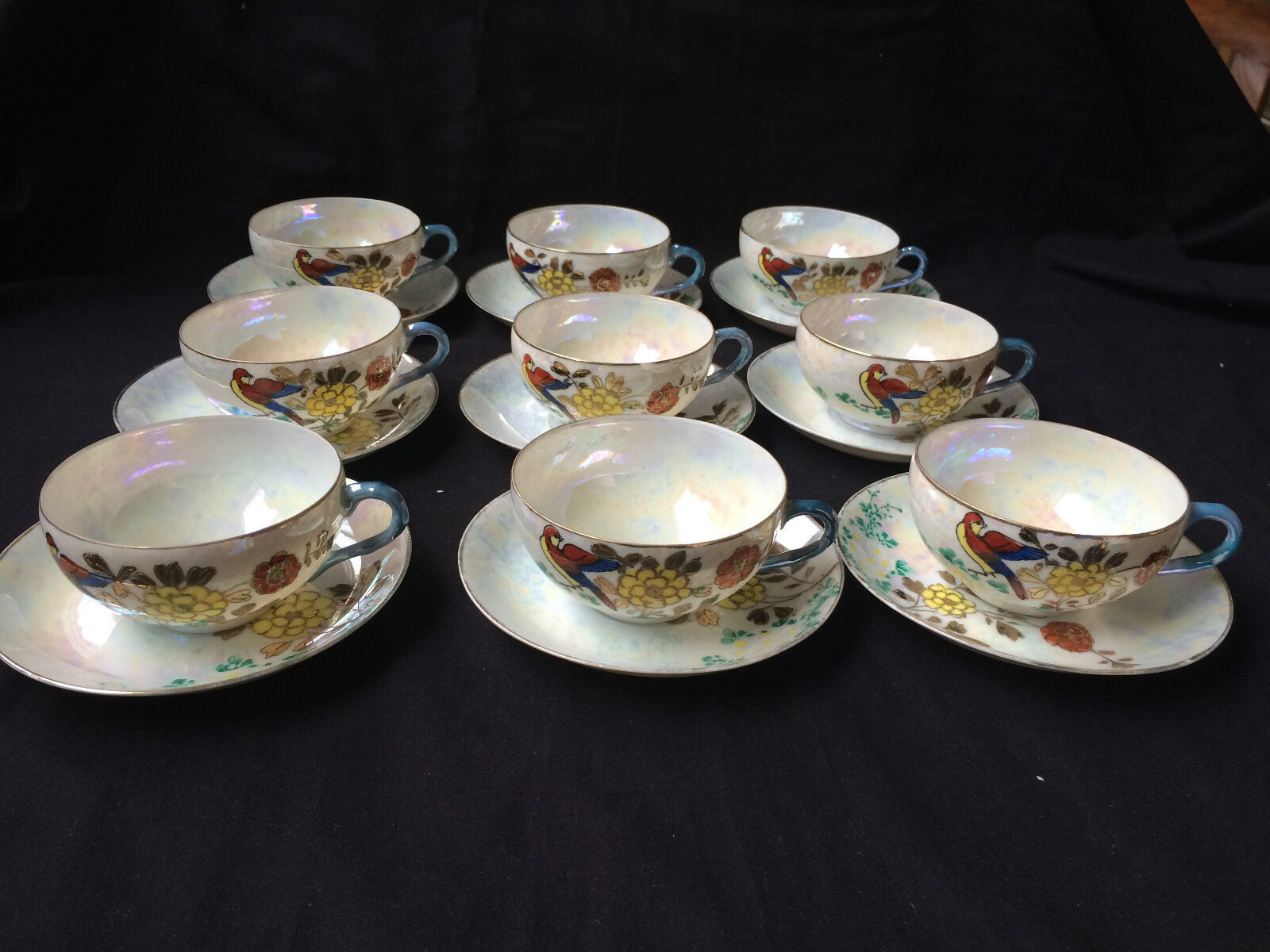 Ancien Porcelain. Ensemble De 9 Chinois Tasses Et Soucoupes Marquée - $188.99