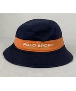 Vintage Ralph Lauren Polo Sport Bucket Hat Navy Orange Cap Tech XL 90s - £55.87 GBP