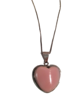 925 Sterling Silver Pink Opal Heart PENDANT NECKLACE 925 26&quot; Chain - £32.82 GBP