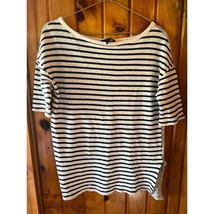 Banana Republic Linen Cotton T Shirt Womens size S Striped Gray Blue Boa... - $18.00