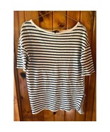 Banana Republic Linen Cotton T Shirt Womens size S Striped Gray Blue Boa... - $342.12 MXN