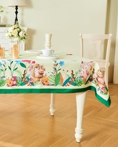 Easter Tablecloth 60 x 84 Inch Bunny Easter Egg Watercolor Tablecloth Holiday Ki - £31.50 GBP