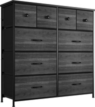 Nicehill Dresser For Bedroom With 10 Drawers, Storage Drawer, Black Wood Grain - £92.71 GBP