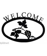 Wrought Iron Welcome Sign Grapevine Silhouette Large Outdoor Plaque Home... - $45.46